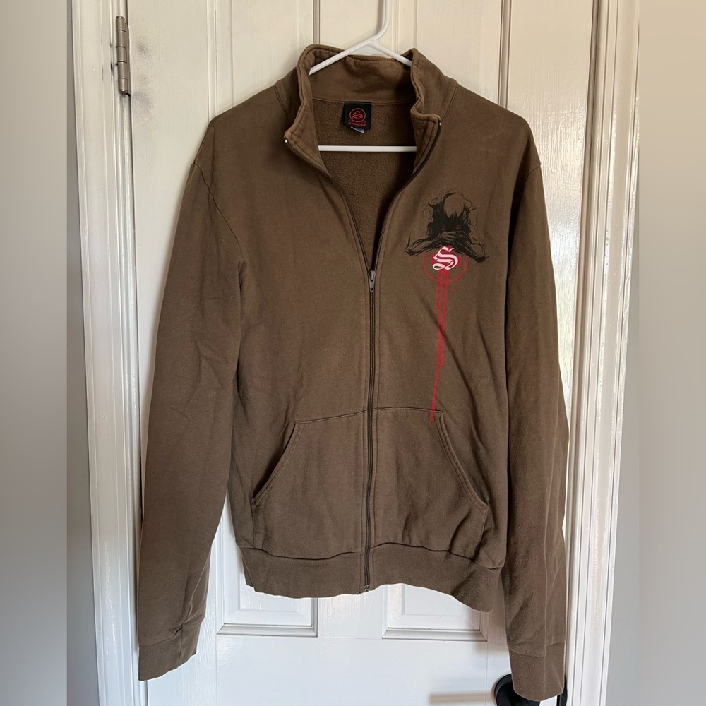Derek Hess STRHESS zip up, green/brown